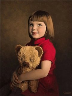 Portrait de fillette à l'ours en peluche