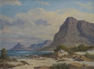 Cape seascape with a distant view of Camps Bay & Lions head,